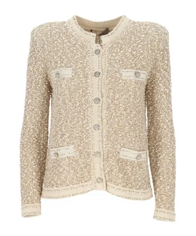 D Exterior D.exterior Textured Button Knitted Jacket In Multi