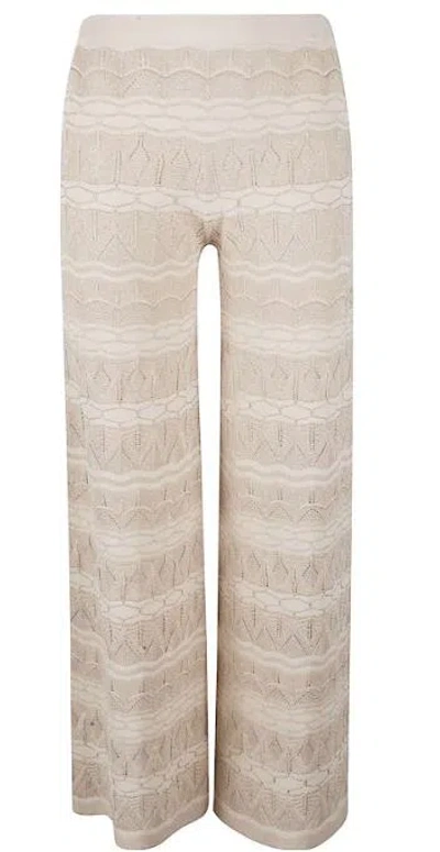 D Exterior Elastic Waist Patterned Trousers In Brown