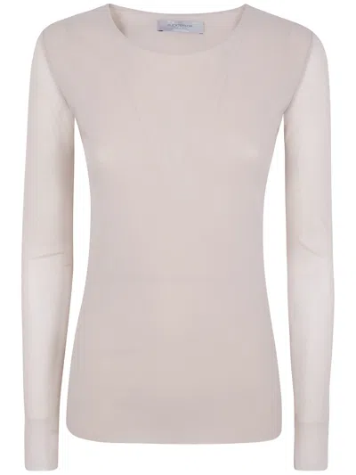 D Exterior D.exterior Tulle Round Neck Sweater In Neutral