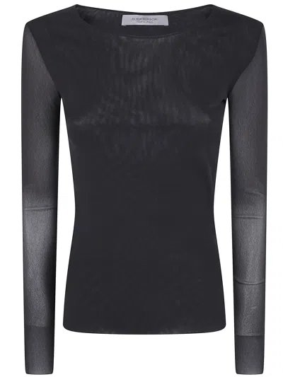 D Exterior D.exterior Tulle Round Neck Sweater In Black
