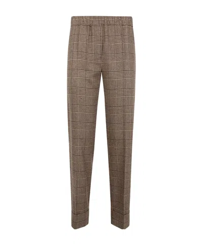 D Exterior Plaid-pattern Trousers In Brown