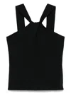 D Exterior Dexterior Twisted Back Top In Soft Viscose Blend In Black