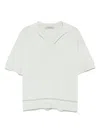 D Exterior Dexterior V-neck Green T-shirt With Subtle Stripe Detail In White