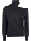 D Exterior Off-shoulder Turtleneck Sweater In Black