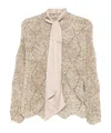 D Exterior Tie-neck Openwork Sweater In Neutral