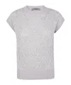 D Exterior Sequin-embellished Short-sleeved Sweater In Gray