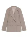 D Exterior Double-breasted Brown Wool Blend Jacket In Gray