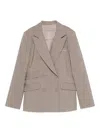 D Exterior Double-breasted Flap-pocket Jacket In Gray