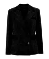 D Exterior Double-breasted Suit Jacket In Black
