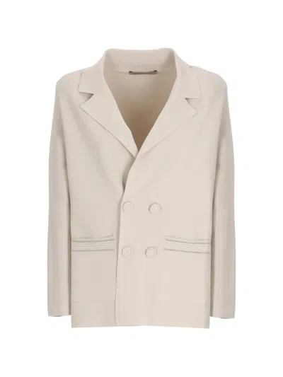 D Exterior Double-breasted Crystal-embellished Jacket In Neutral