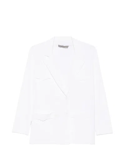 D Exterior Double-breasted Peak-lapel Blazer In White