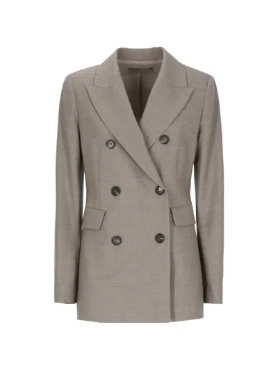 D Exterior D.exterior Double-breasted Peak-lapel Blazer In Gray