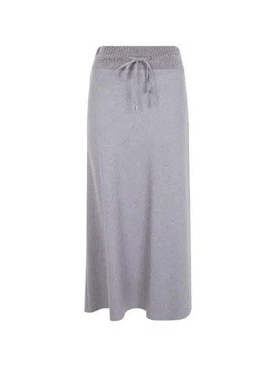 D Exterior Drawstring-waistband Wool Skirt In Gray