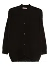 D Exterior Button-up Gray Knit Sweater With V-neckline In Black