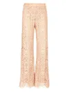 D Exterior Elastic-waistband Lace Trousers In Brown
