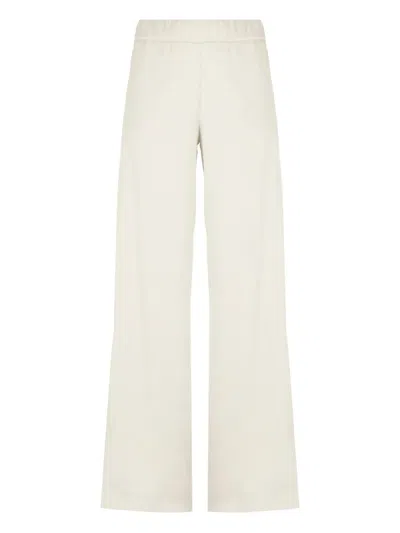 D Exterior Elastic-waistband Satin Trousers In Neutral