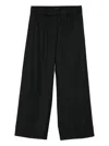 D Exterior Wide-leg Cropped Trousers With Elastic Waistband In Black