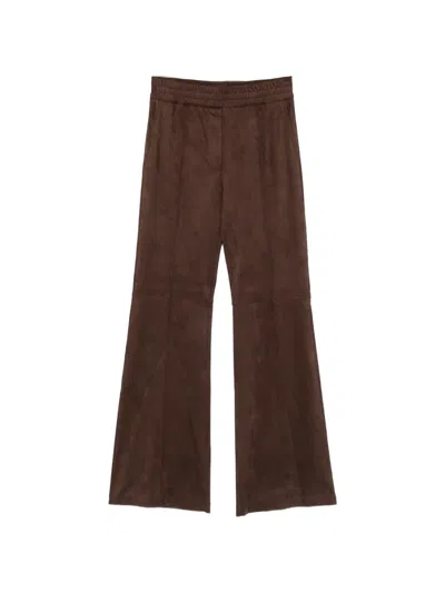 D Exterior Elasticated-waistband Flared Trousers In Brown