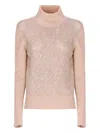 D Exterior Embellished High-neck Sweater In Pink