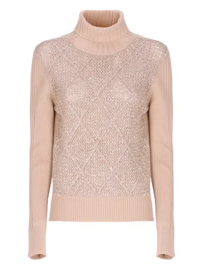 D EXTERIOR EMBELLISHED HIGH-NECK SWEATER