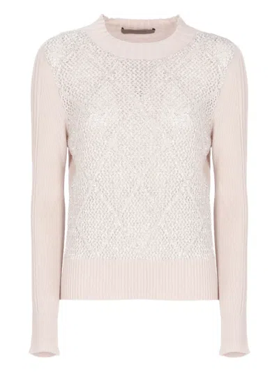 D EXTERIOR EMBELLISHED ROUND-NECK SWEATER