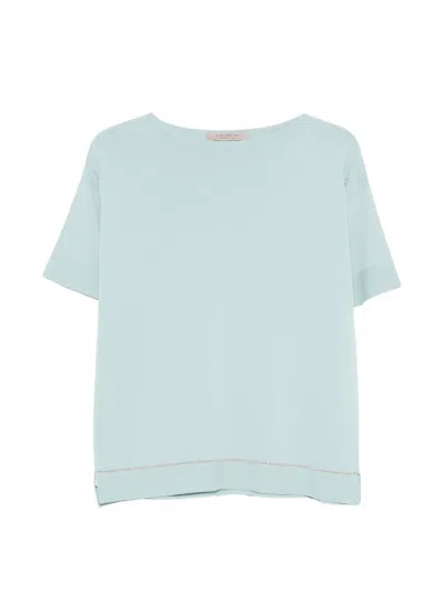 D Exterior Embellished Short-sleeve Top In Blue
