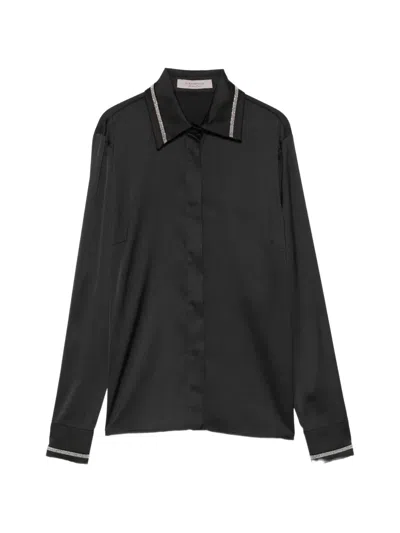 D Exterior Embellished-trim Shirt In Black