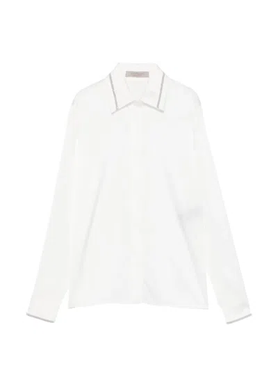 D Exterior Embellished-trim Shirt In White