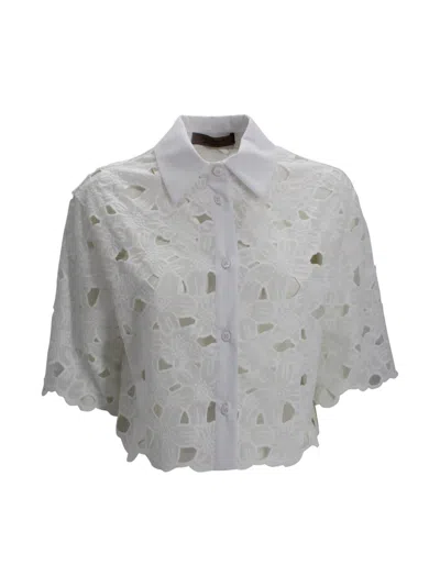 D Exterior Embroidered Sangallo Short-sleeve Shirt In White