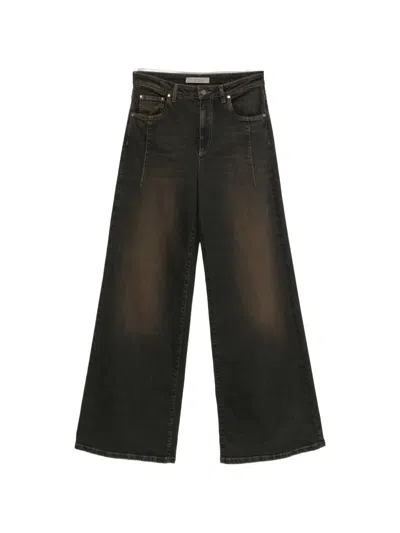 D Exterior Faded-effect Wide-leg Jeans In Black