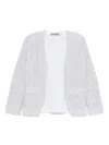D Exterior Faux-pearl Embellished Jacket In White