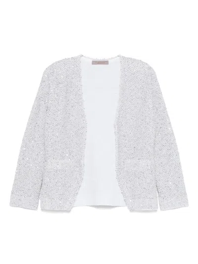 D Exterior Faux-pearl Embellished Jacket In White