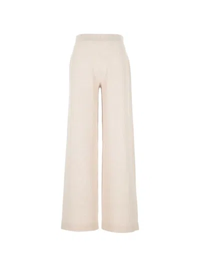 D Exterior Fine-knit Wide-leg Trousers In White