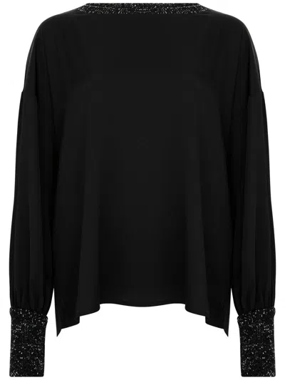 D Exterior Flared Blouse With Lurex Details In Black