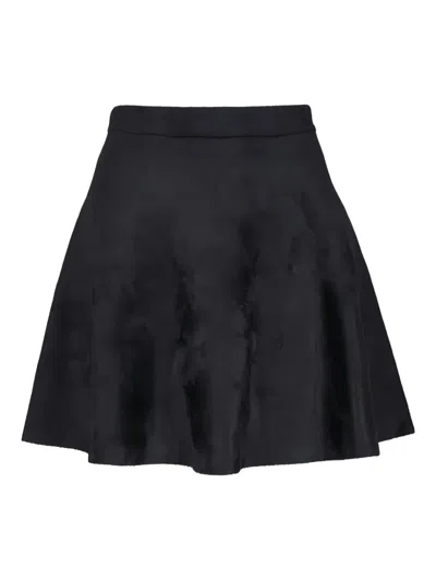 D Exterior Flared Mini Skirt In Black