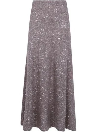 D Exterior Sequin-embellished Knitted Skirt In Animal Print