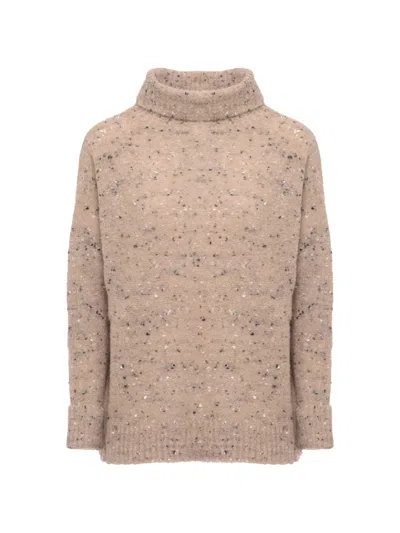 D Exterior Flecked Roll-neck Sweater In Pink