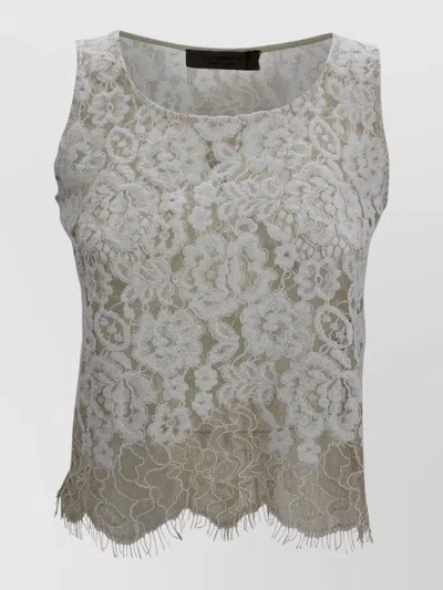 D Exterior Floral Lace Crop Top Relaxed Cut In Gray