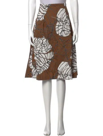 Pre-owned D Exterior Floral Print Midi Length Skirt In Brown