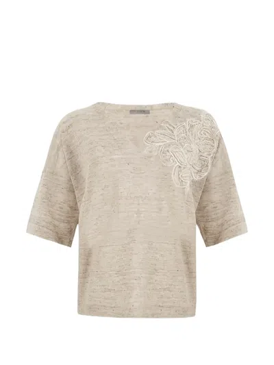 D Exterior Floral-applique T-shirt In Animal Print