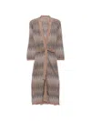 D Exterior Geometric-pattern Belted Cardigan In Multi