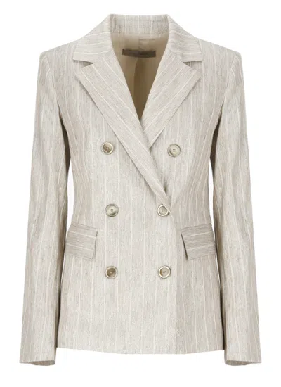 D Exterior D. Exterior Gold Viscose Blend Blazer In Neutrals