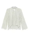 D Exterior Dexterior Green Shirt With Delicate Lace Overlay In Green