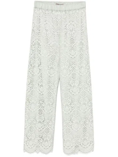 D Exterior Green Lace Trousers With Elasticated Waistband