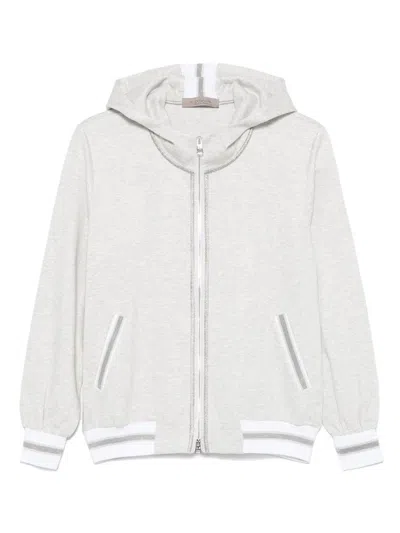 D Exterior Grey Hoodie With Lurex Detailing