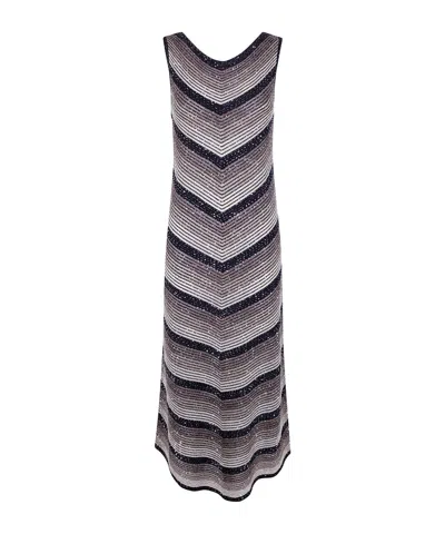 D Exterior Chevron Sleeveless Dress In Black