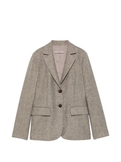 D Exterior Herringbone Single-breasted Blazer In Gray