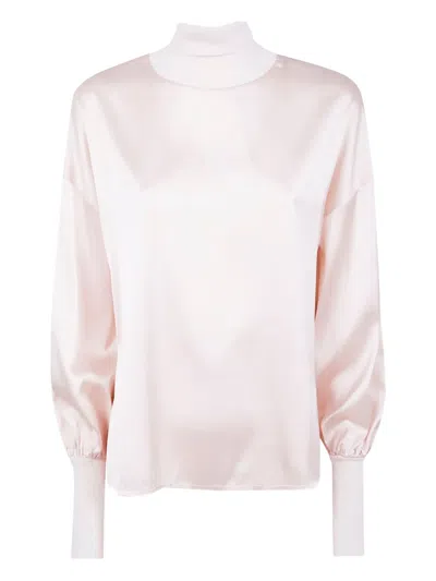 D EXTERIOR HIGH-NECK BALLOON-SLEEVE BLOUSE