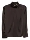 D Exterior Pleated Detail Blouse In Brown