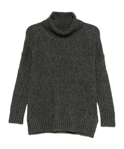 D Exterior High-neck Long-sleeved Sweater In Black